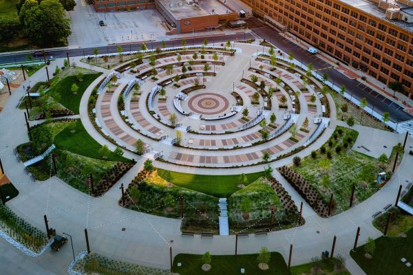 drone photo of a park